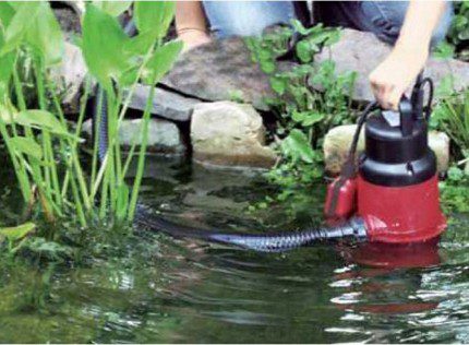 Kung saan gumamit ng maruming mga pump ng hardin ng tubig Pumping sa labas ng isang likas na imbakan ng tubig