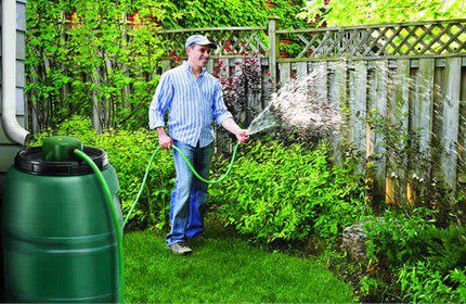 What are the pumps for watering the garden Watering the beds with collected rainwater
