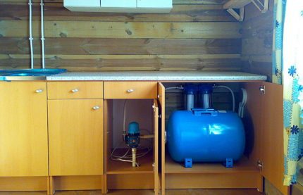 Système d'eau du puits à la maison en détail Emplacement du cabinet