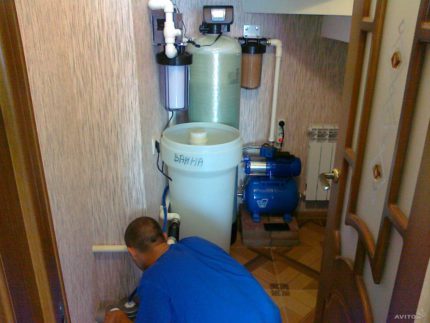 Well water purification equipment Installation of a water softener
