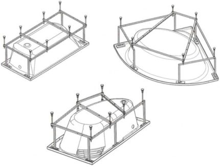 Metalen frames voor het plaatsen van acrylbaden Acryl badkuipframes