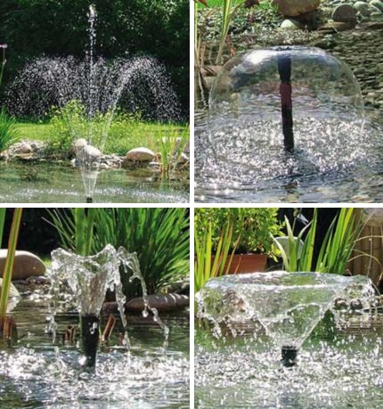 Pump nozzles for fountains and waterfalls Nozzles of pumps for fountains and falls