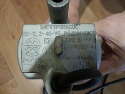 How to identify the manufacturer of the water pump Rodnichok Marking manufacturer UZBI