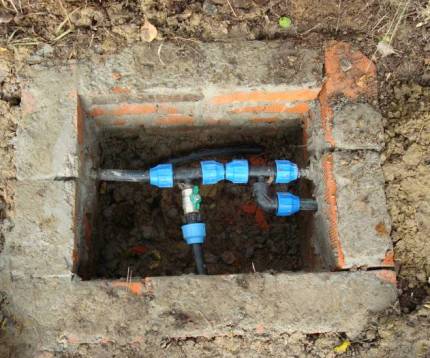 Water supply from the well to the pumping station Manhole
