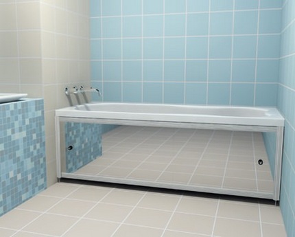Badeskjerm laget av et stykke speilpanel Tett lukkende design