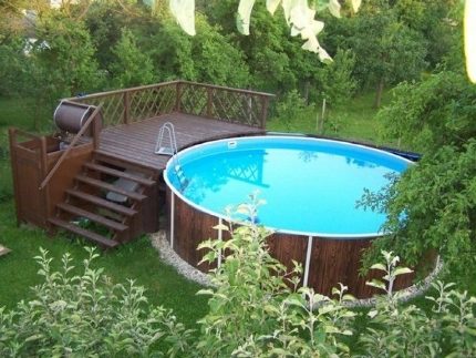 Outdoor pool with playground