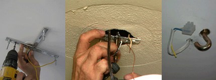 Mounting options for a chandelier with a ceiling socket Mounting strip installation