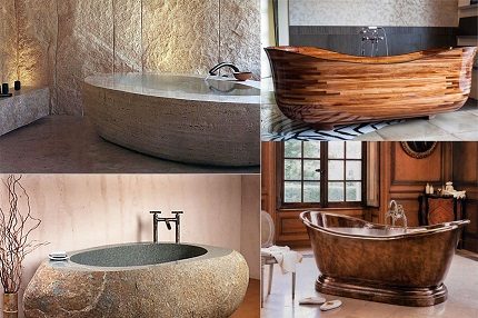 Hvordan velge det beste badekaret laget av naturlig materiale Badekar av stein, kobber og tre