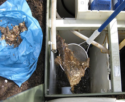 Cleaning the septic tank Topop from insoluble contaminants Garbage collection