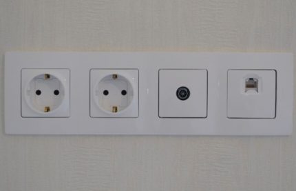 Bloc de prise murale: télévision, ordinateur, électricité Bloc de sortie TV