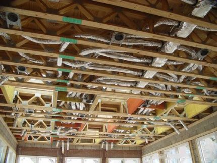 A localização dos dutos do sistema de aquecimento do ar de uma casa de campo Instalação do duto