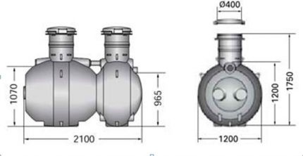 Scheme of the device Septic Uponor Sako The scheme of the septic tank