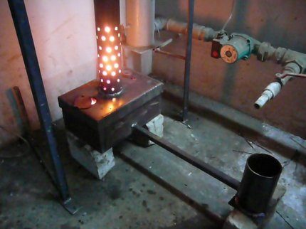 Oil-fired stove for heating a garage Oil heating