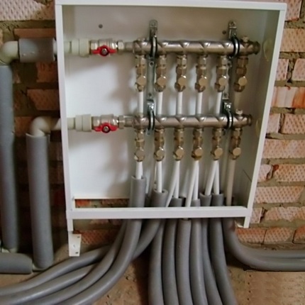 Manifold box heating system ng isang pribadong bahay Mag-block sa isang saradong kahon