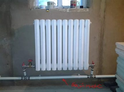 Comment la dérivation est-elle installée dans le système de chauffage? Dérivation horizontale du radiateur