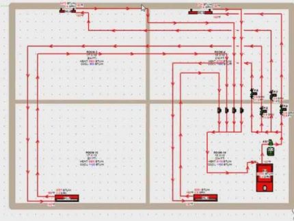 Scheme ng disenyo ng kolektor para sa pagpainit ng isang bahay ng bansa Circuit ng kolektor