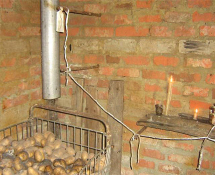 Molhe as batatas na adega sob o capô