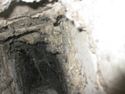 Dirty ventilation shaft in an apartment building Dirty exhaust duct