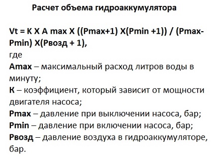 How to calculate the accumulator volume for a water supply system Accumulator calculation