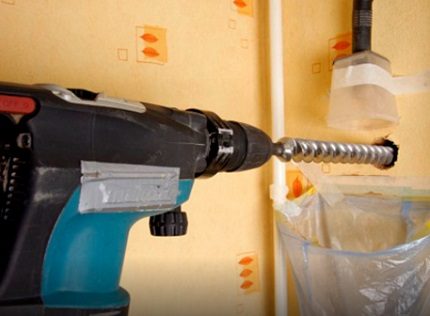 Forming a hole for installing a ventilation valve Hole drilling