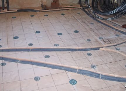 Variant of the device for water floor heating Corrugated pipes