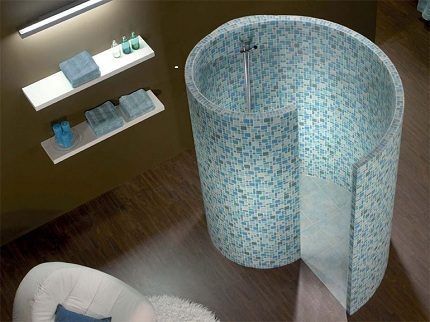 Ang shower cabin na may isang tray sa anyo ng isang snail Suso shower cubicle