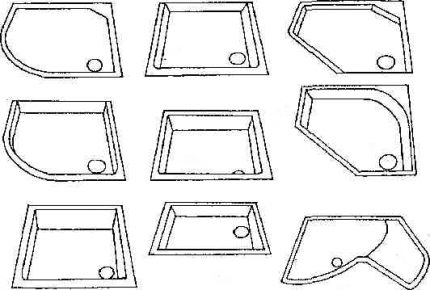 Ang mga shower trays ng iba't ibang mga hugis Karamihan sa mga tanyag na laki ng hugis