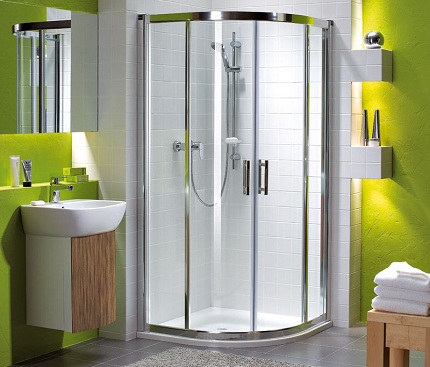 Ang aparato ng isang shower cabin nang walang papag sa isang panloob Mga naka-istilong interior