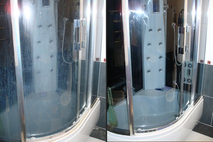 Quoi et comment laver la douche en verre Verre avant et après traitement