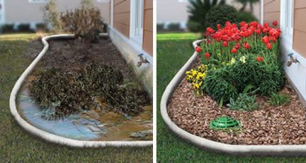 DIY drainage result on site Before and after drainage