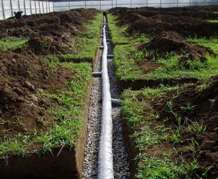 Do-it-yourself deep drainage laying Depth drainage system after installation