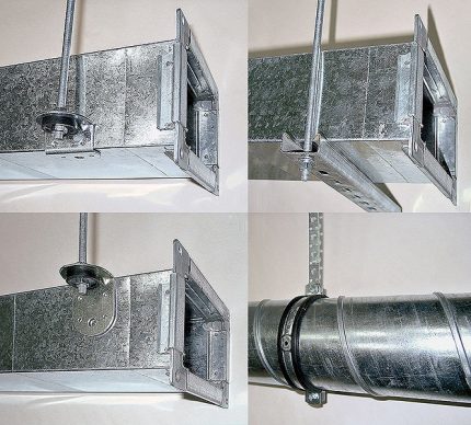 Options de montage pour gaines rectangulaires Conduit d'air en métal