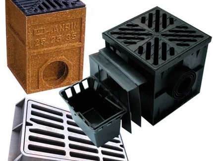 Elements of storm sewers for a summer house and a private house Rain receiver