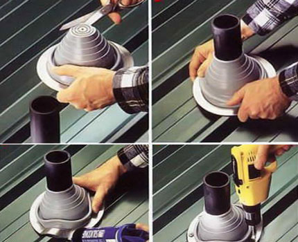 End pipe fan pipe ventilation in a private house Installation of a fan pipe on the roof