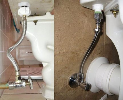 Cara menyambungkan tandas baru ke air dan sanitasi Ketuk berasingan pada pelindung mata yang fleksibel ke mangkuk tandas