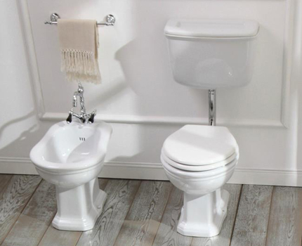Toilet en bidet met mengkraan van één bedrijf Bidetmengkraan past in het interieur