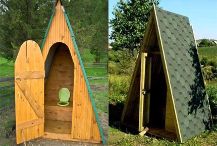 Toiletten van het type cottage volgens tekening Landentoiletten als een hut