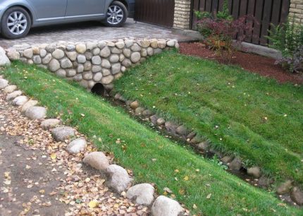 Open drainage system of the site Drainage trenches