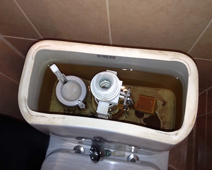 Sediment in the toilet bowl Sediment in the toilet bowl