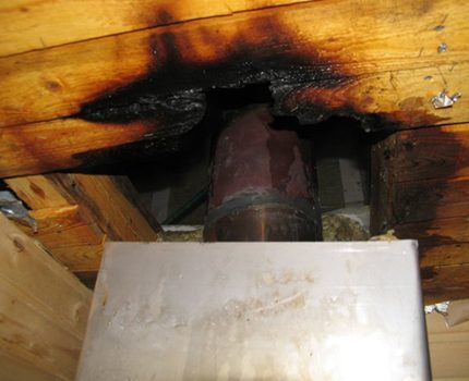 Le toit peut prendre feu par la cheminée