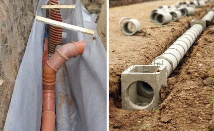 Elements for a drainage device in the area Elements for a drainage device in the area