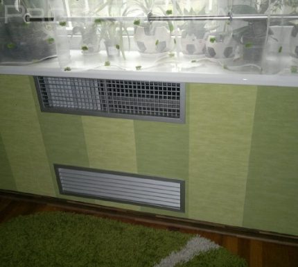 Wall-mounted fan coil concealed by drywall construction Grill for fan coil
