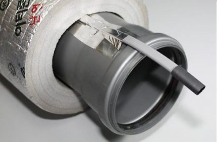 Fixing the heating cable to a plastic sewer pipe Installation of heating cable