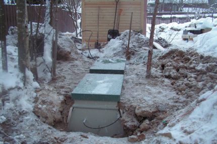 Septiktank om vinteren Septiktank om vinteren