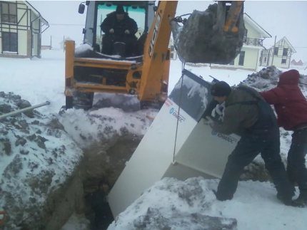 Installation of a septic tank in winter Installation of a septic tank in winter