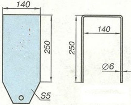 Dessins pour réaliser un portail pour une cheminée bricolage Dessin de l'amortisseur à armature métallique
