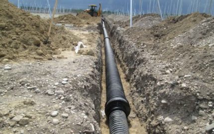 Installation of sewer pipes Installation of sewer pipes