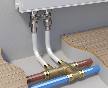 Application ng metal-plastic pipe sa mga nakatagong mga scheme ng pag-install Pag-mount ng flush
