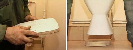 Taffeta kayu untuk memperbaiki tandas Taffeta kayu untuk memasang tandas