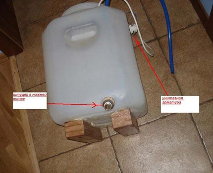 An open tank from improvised means